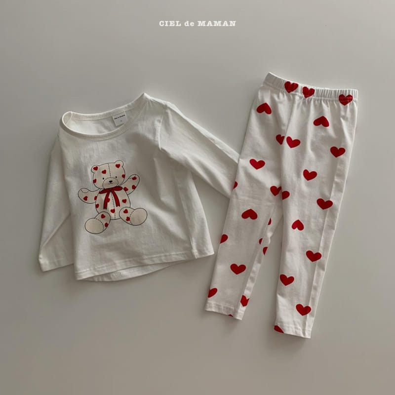 CIEL DE MAMAN - Korean Children Fashion - #Kfashion4kids - Heart Bear Romper with Leggings & Hat - 6