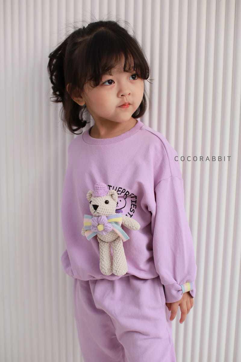 COCO RABBIT - Korean Children Fashion - #Kfashion4kids - Bear Rainbow Top Bottom Set