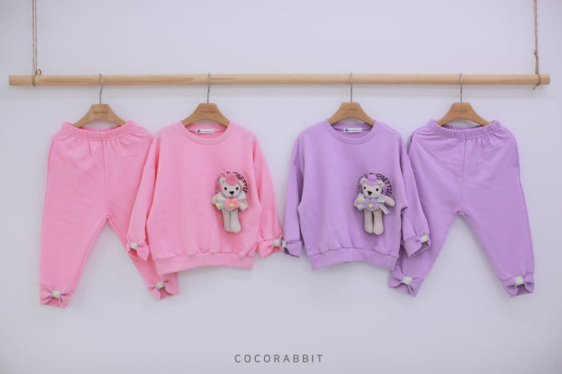 COCO RABBIT - Korean Children Fashion - #Kfashion4kids - Bear Rainbow Top Bottom Set - 10