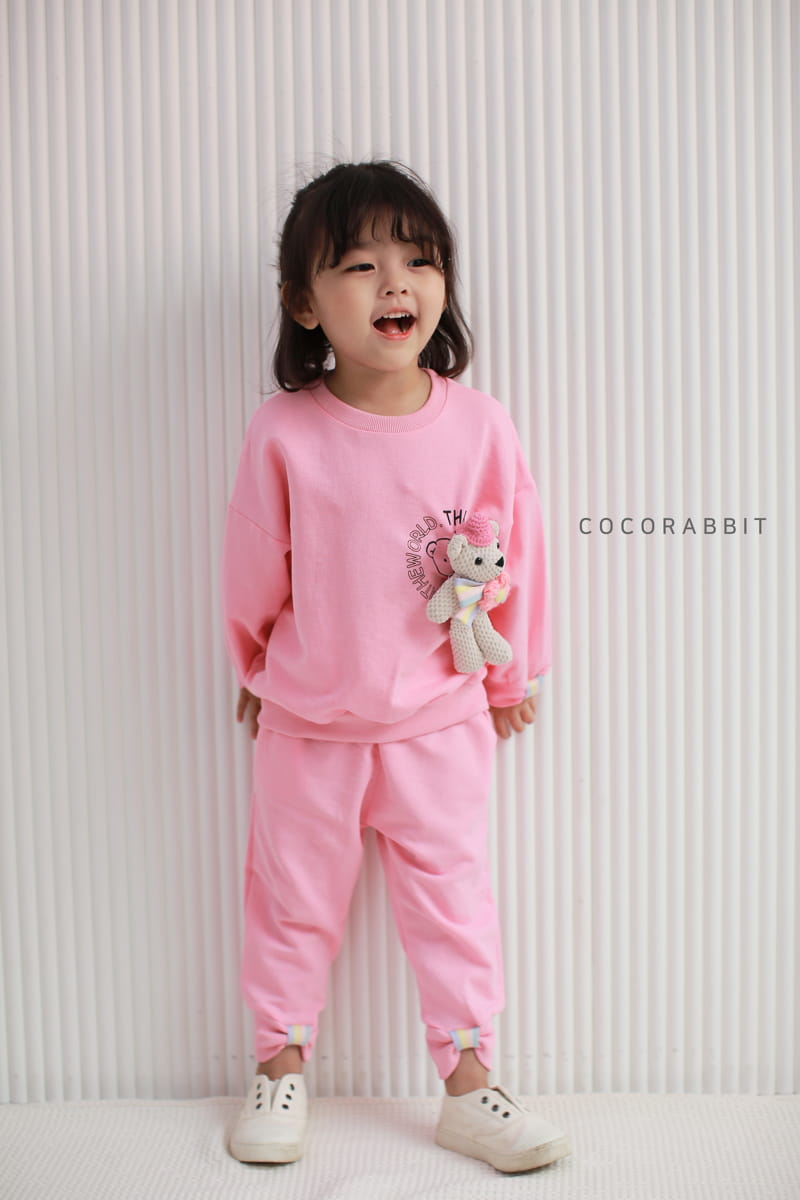 COCO RABBIT - Korean Children Fashion - #Kfashion4kids - Bear Rainbow Top Bottom Set - 5