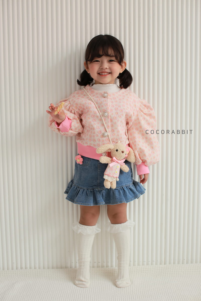 COCO RABBIT - Korean Children Fashion - #Kfashion4kids - Rabbit Flower Puff Cardigan