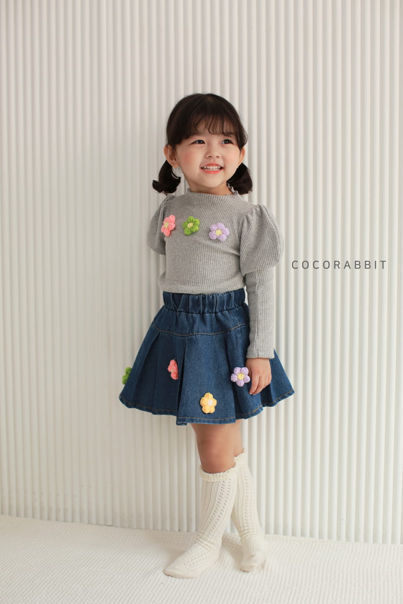 COCO RABBIT - Korean Children Fashion - #Kfashion4kids - Flower Rib Puff Tee - 10