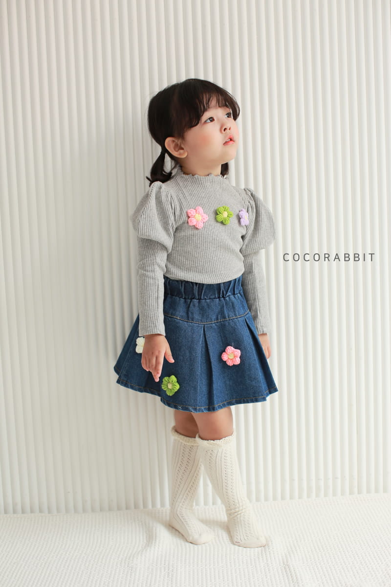 COCO RABBIT - Korean Children Fashion - #Kfashion4kids - Flower Rib Puff Tee - 11