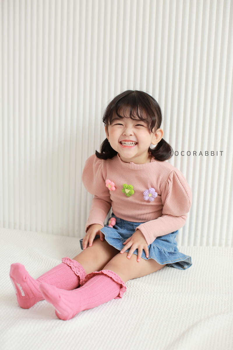 COCO RABBIT - Korean Children Fashion - #Kfashion4kids - Flower Rib Puff Tee - 3