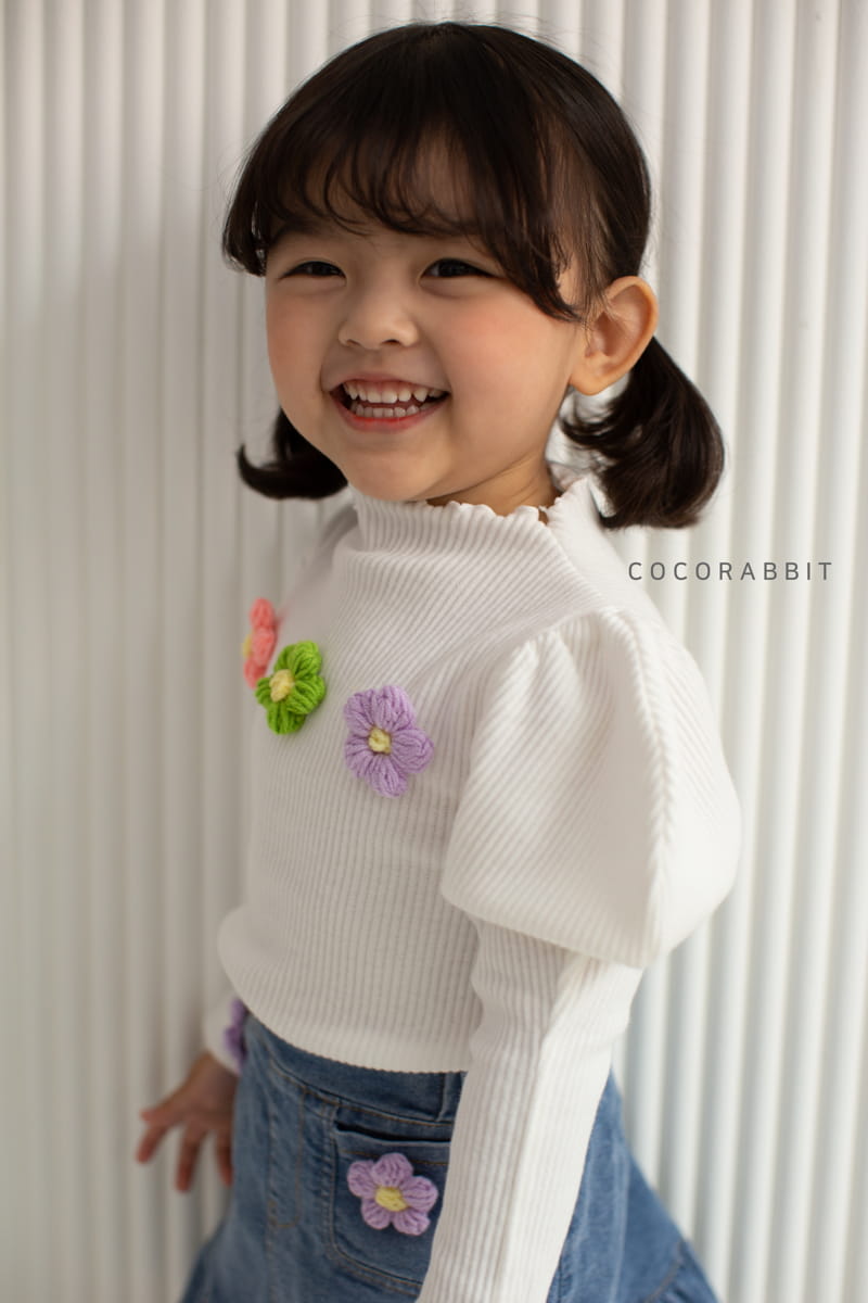 COCO RABBIT - Korean Children Fashion - #Kfashion4kids - Flower Rib Puff Tee - 5