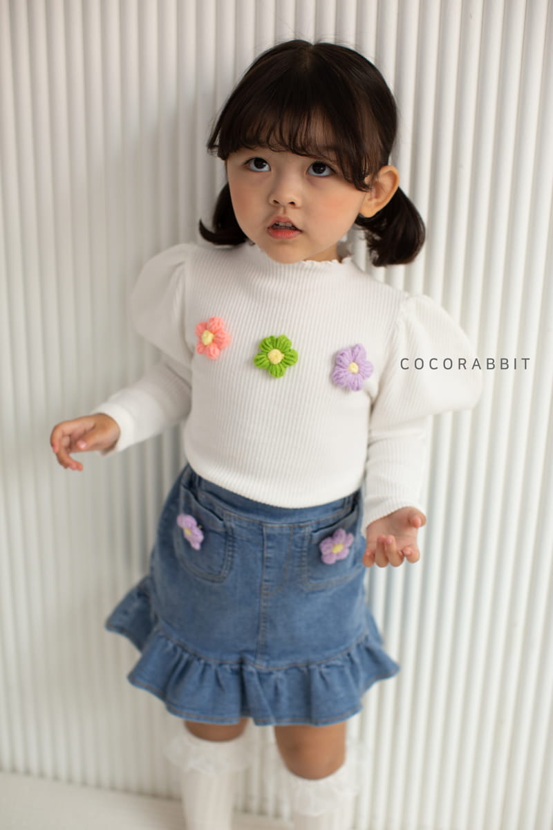 COCO RABBIT - Korean Children Fashion - #Kfashion4kids - Flower Rib Puff Tee - 6