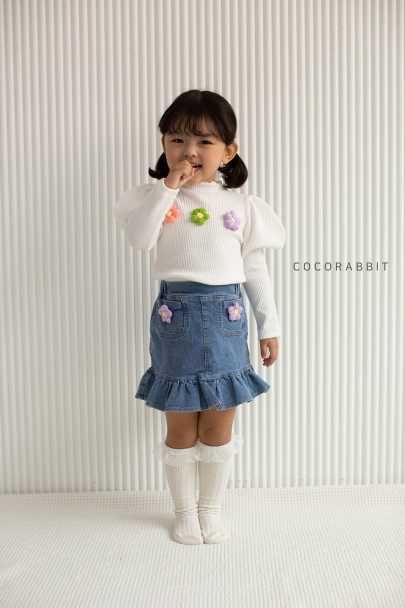 COCO RABBIT - Korean Children Fashion - #Kfashion4kids - Flower Rib Puff Tee - 8