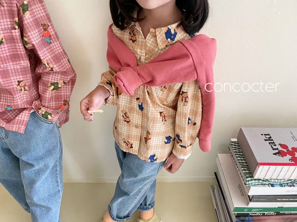 CONCOCTER - Korean Children Fashion - #Kfashion4kids - Hoho Bear Check Shirt - 5