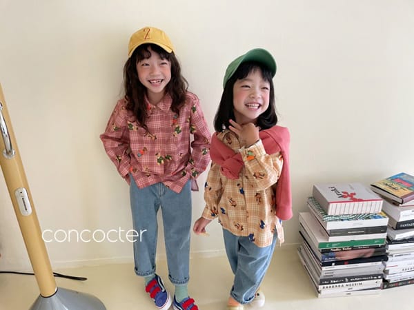 CONCOCTER - Korean Children Fashion - #Kfashion4kids - Hoho Bear Check Shirt - 7