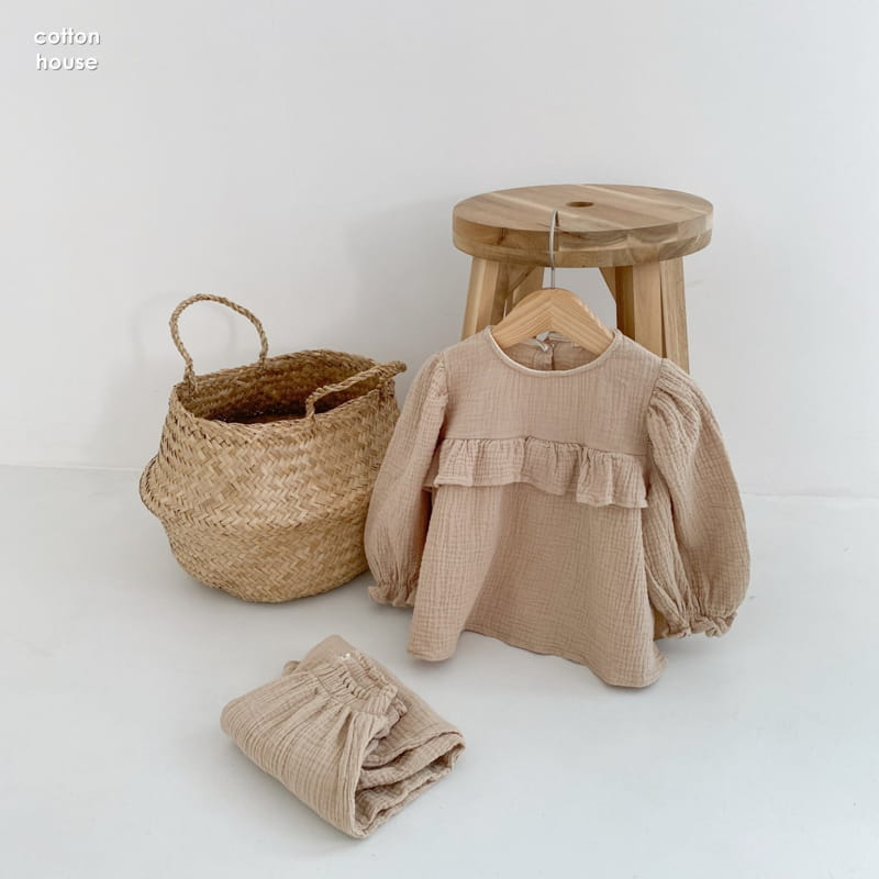 COTTON HOUSE - Korean Children Fashion - #Kfashion4kids - Frill Top Bottom Set - 4