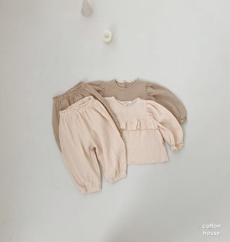 COTTON HOUSE - Korean Children Fashion - #Kfashion4kids - Frill Top Bottom Set - 6