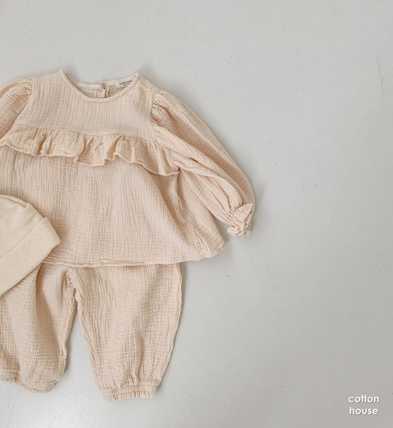 COTTON HOUSE - Korean Children Fashion - #Kfashion4kids - Frill Top Bottom Set - 8