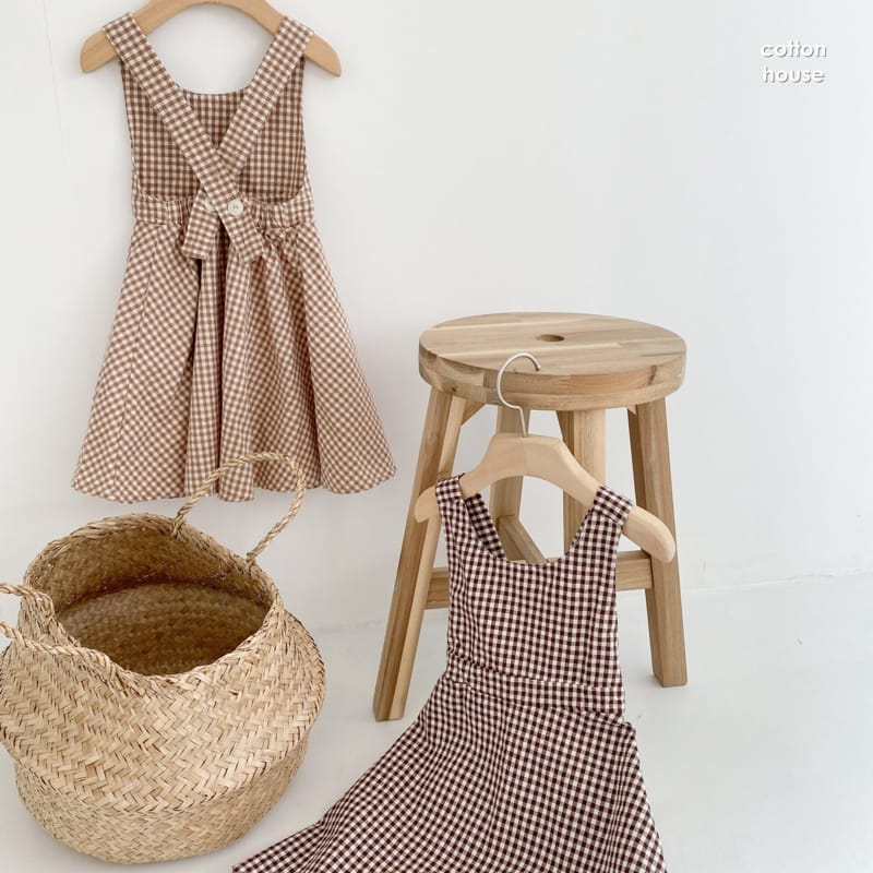 COTTON HOUSE - Korean Children Fashion - #Kfashion4kids - Check Suspender One-piece - 12