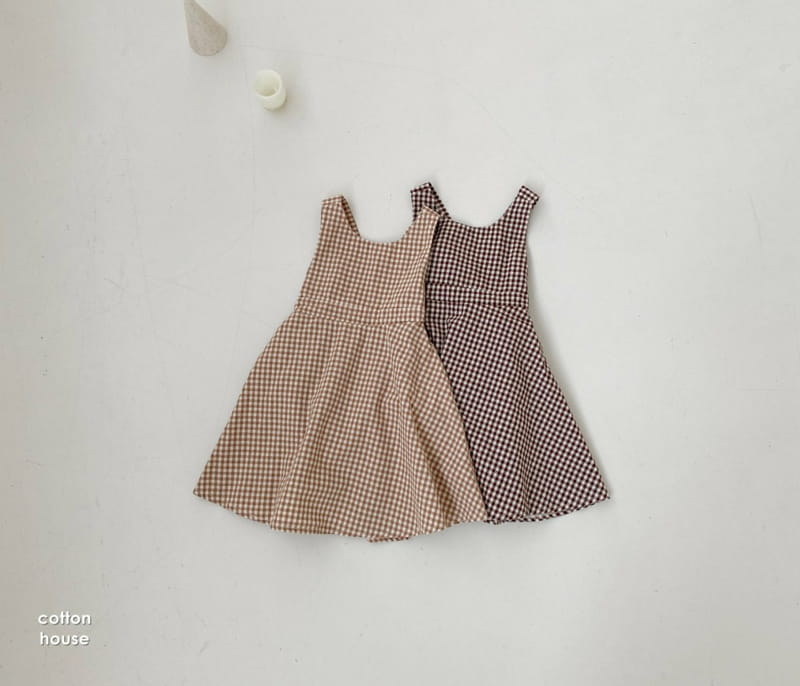 COTTON HOUSE - Korean Children Fashion - #Kfashion4kids - Check Suspender One-piece - 4