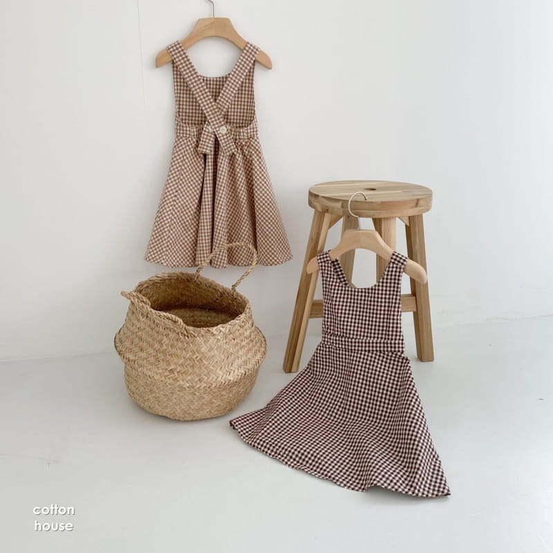 COTTON HOUSE - Korean Children Fashion - #Kfashion4kids - Check Suspender One-piece - 5