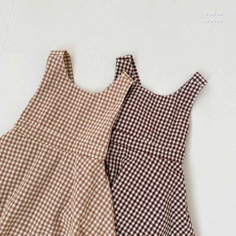 COTTON HOUSE - Korean Children Fashion - #Kfashion4kids - Check Suspender One-piece - 8