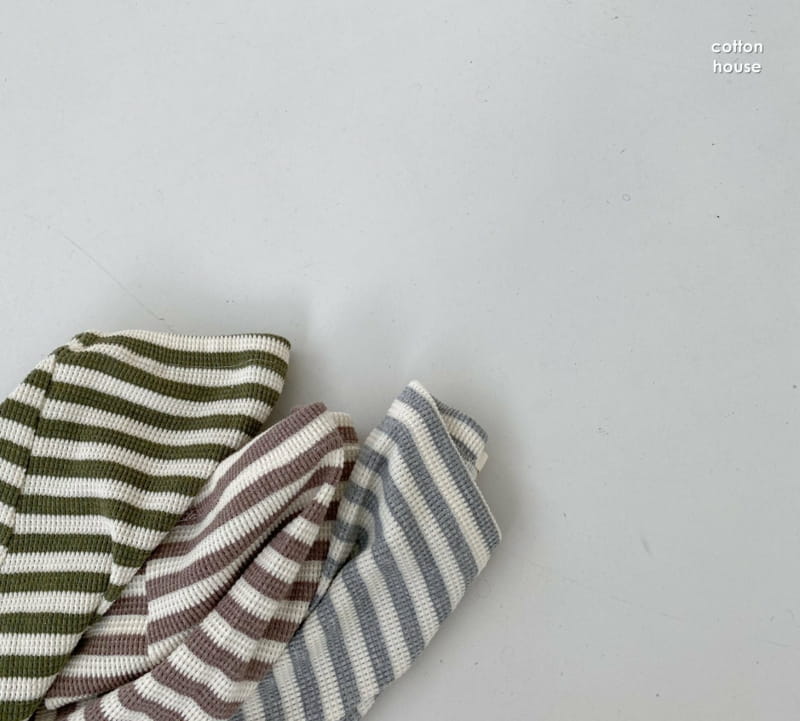 COTTON HOUSE - Korean Children Fashion - #Kfashion4kids - Waffle Stripe Leggings - 10