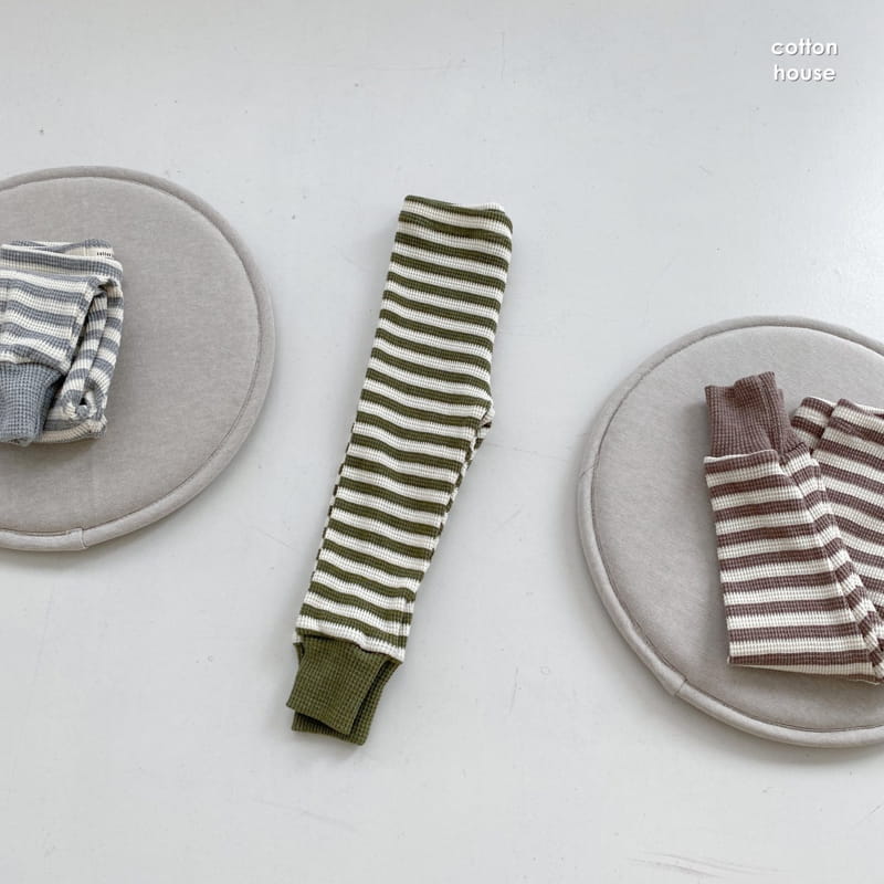 COTTON HOUSE - Korean Children Fashion - #Kfashion4kids - Waffle Stripe Leggings - 2
