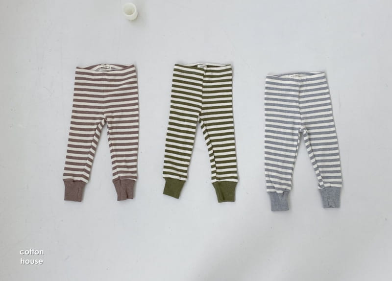 COTTON HOUSE - Korean Children Fashion - #Kfashion4kids - Waffle Stripe Leggings - 4