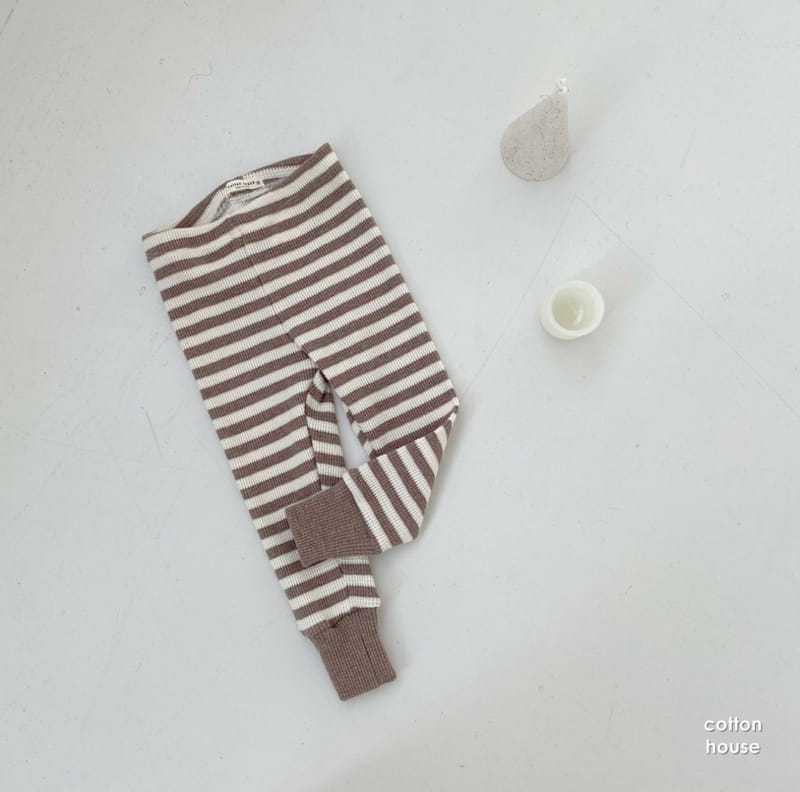 COTTON HOUSE - Korean Children Fashion - #Kfashion4kids - Waffle Stripe Leggings - 6