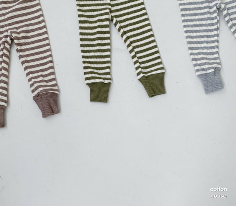 COTTON HOUSE - Korean Children Fashion - #Kfashion4kids - Waffle Stripe Leggings - 8