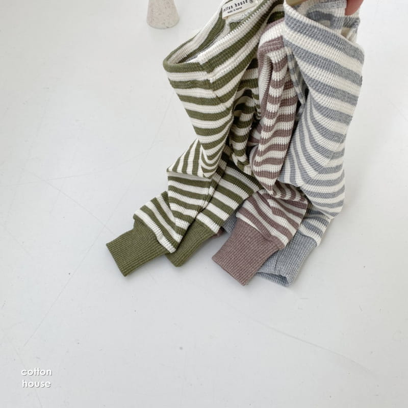 COTTON HOUSE - Korean Children Fashion - #Kfashion4kids - Waffle Stripe Leggings - 9