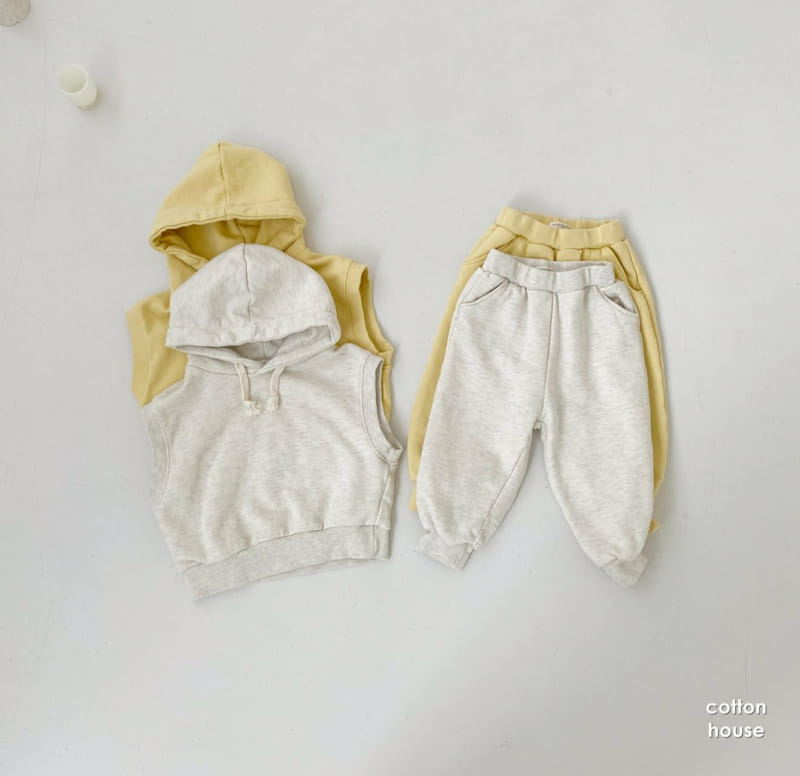 COTTON HOUSE - Korean Children Fashion - #Kfashion4kids - Hood Vest Top Bottom Set - 5