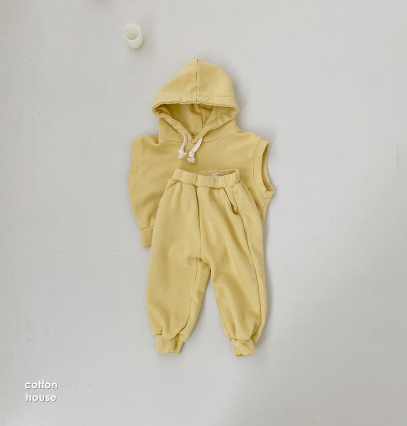 COTTON HOUSE - Korean Children Fashion - #Kfashion4kids - Hood Vest Top Bottom Set - 7