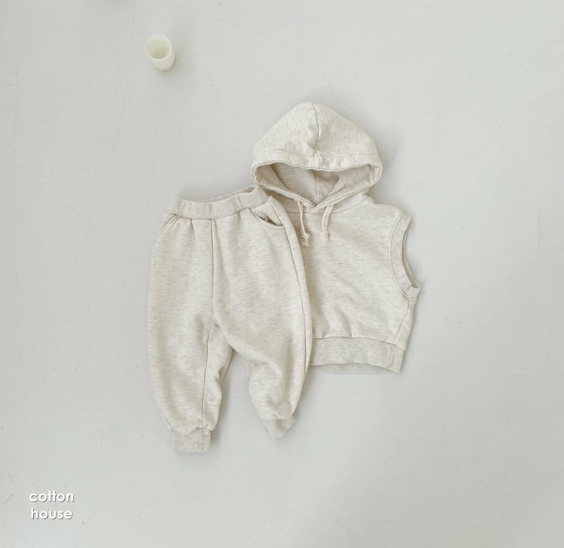 COTTON HOUSE - Korean Children Fashion - #Kfashion4kids - Hood Vest Top Bottom Set - 8
