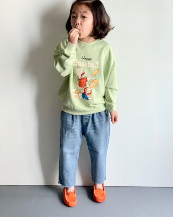 CREAM BBANG - Korean Children Fashion - #Kfashion4kids - Bottom Cutting Denim Baggy Pants - 5