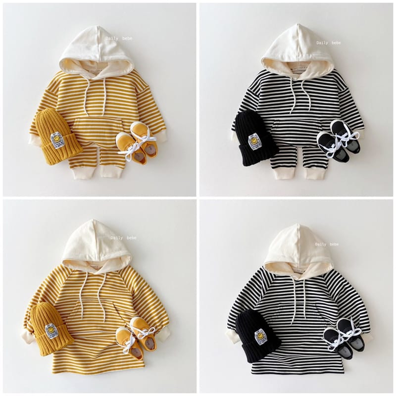 Stripe Hood Top Bottom Set Kkami