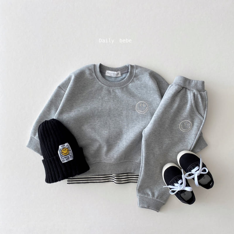 DAILY BEBE - Korean Children Fashion - #Kfashion4kids - Smile Embroidery Top Bottom Set - 3
