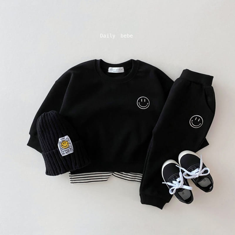 DAILY BEBE - Korean Children Fashion - #Kfashion4kids - Smile Embroidery Top Bottom Set - 4