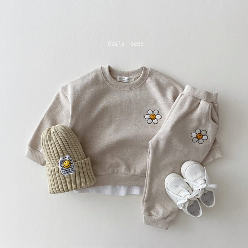 DAILY BEBE - Korean Children Fashion - #Kfashion4kids - Flower Smile Top Bottom Set - 2