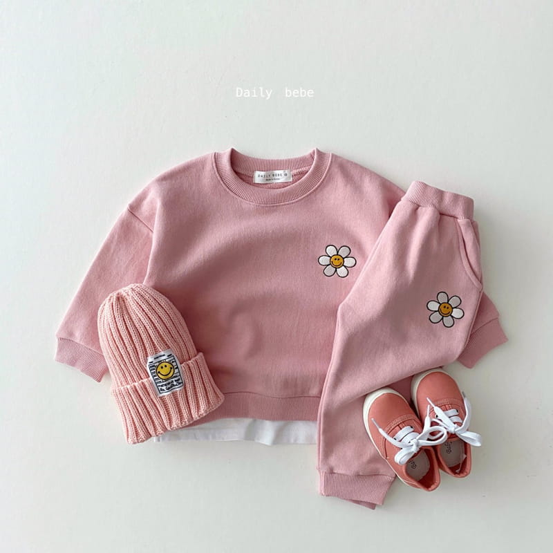 DAILY BEBE - Korean Children Fashion - #Kfashion4kids - Flower Smile Top Bottom Set - 3