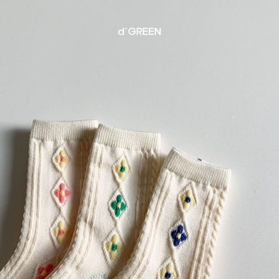 DIGREEN - Korean Children Fashion - #Kfashion4kids - Flower Socks Socks [set of 3] - 3