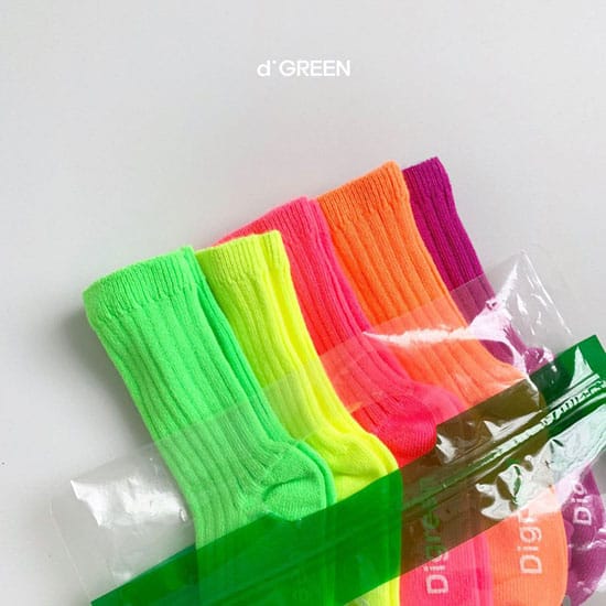 DIGREEN - Korean Children Fashion - #Kfashion4kids - Neon Socks [set of 5] - 11