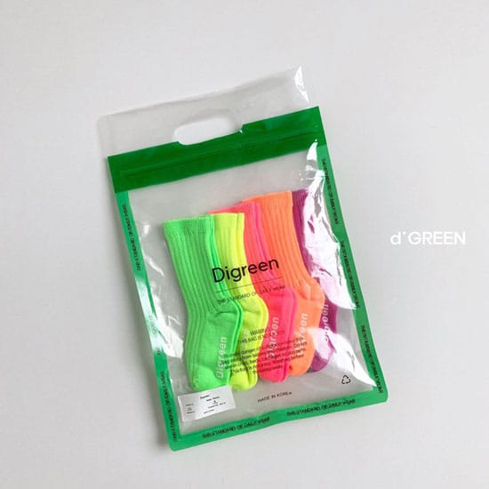 DIGREEN - Korean Children Fashion - #Kfashion4kids - Neon Socks [set of 5] - 12