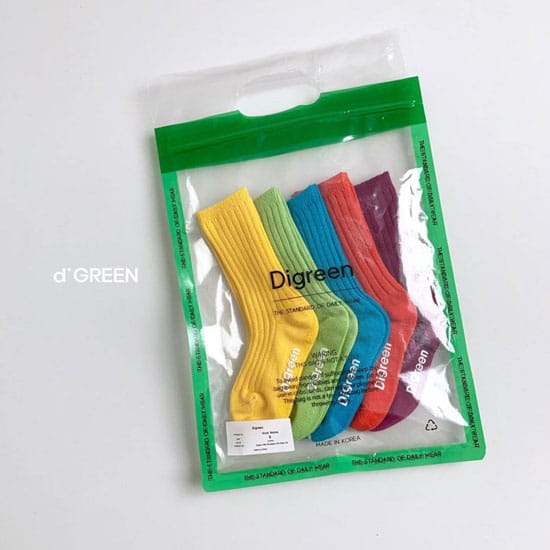 DIGREEN - Korean Children Fashion - #Kfashion4kids - Vivid Socks [set of 5] - 9