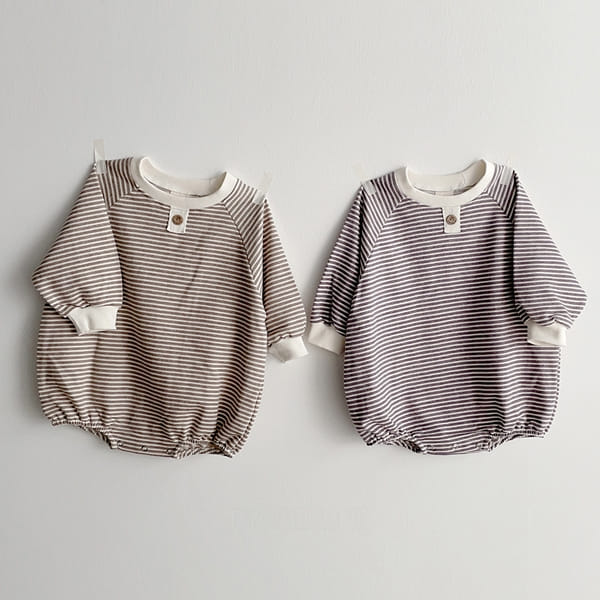 EEPPLE - Korean Children Fashion - #Kfashion4kids - Button Stripes Bodysuit