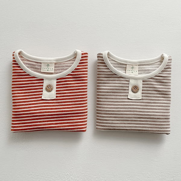 EEPPLE - Korean Children Fashion - #Kfashion4kids - Button Stripes Tee