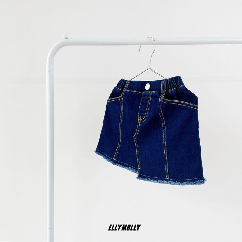 ELLYMOLLY - Korean Children Fashion - #Kfashion4kids - Unbalance Denim Skirt - 2
