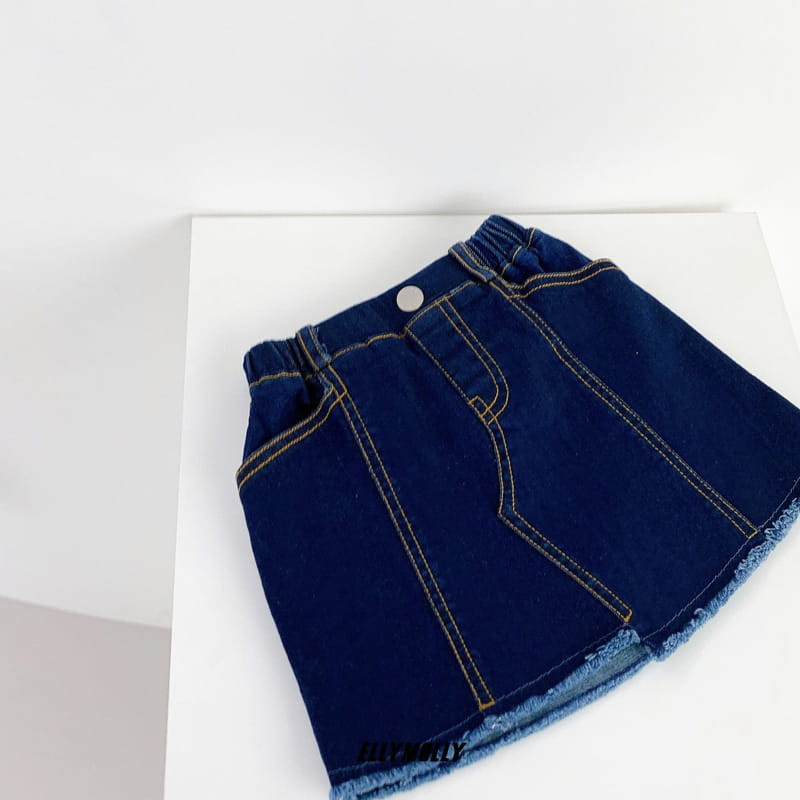 ELLYMOLLY - Korean Children Fashion - #Kfashion4kids - Unbalance Denim Skirt - 4