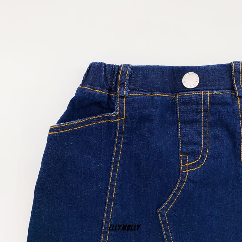 ELLYMOLLY - Korean Children Fashion - #Kfashion4kids - Unbalance Denim Skirt - 5