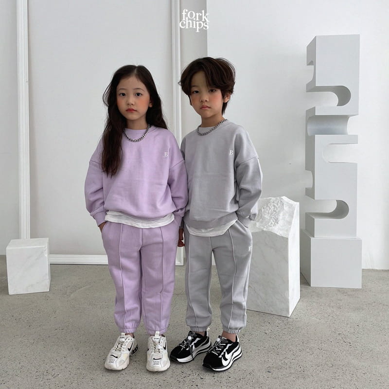 FORK CHIPS - Korean Children Fashion - #Kfashion4kids - Moment Embroidery Top Boottom Set - 4