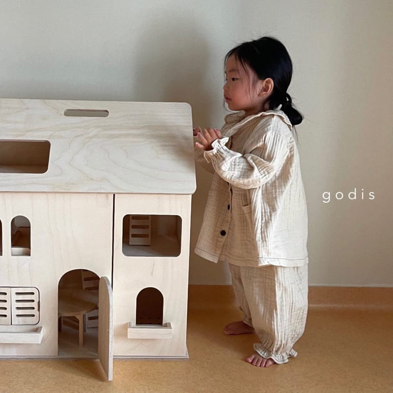 GODIS - Korean Children Fashion - #Kfashion4kids - Ecru Beige Frill Loungewear