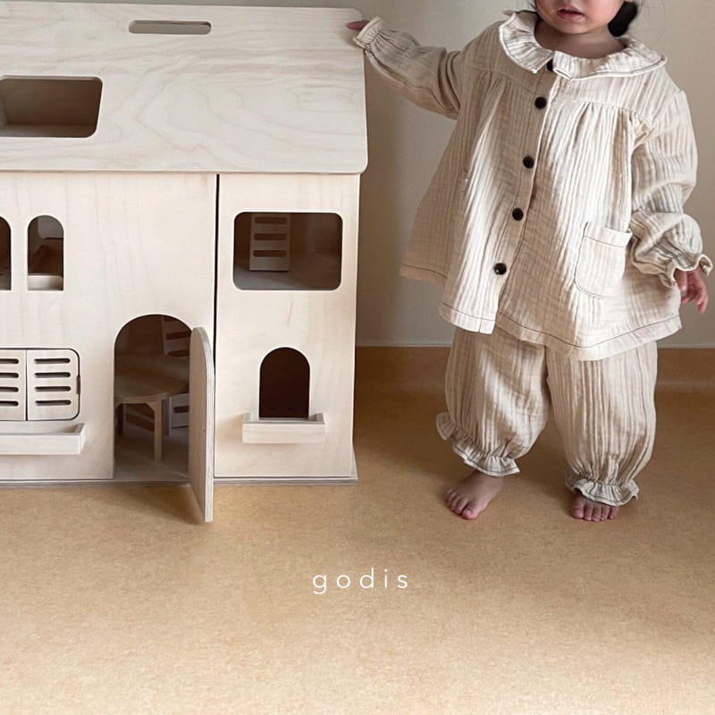 GODIS - Korean Children Fashion - #Kfashion4kids - Ecru Beige Frill Loungewear - 2