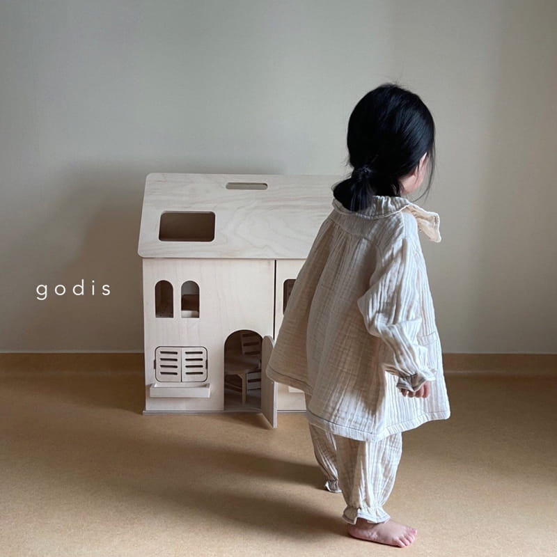GODIS - Korean Children Fashion - #Kfashion4kids - Ecru Beige Frill Loungewear - 3