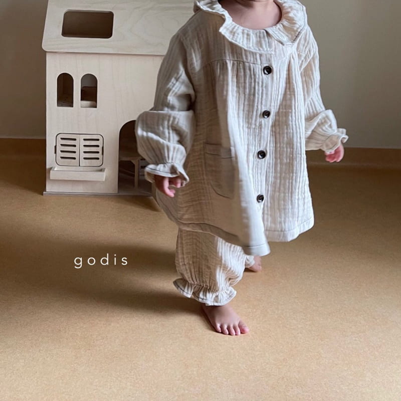 GODIS - Korean Children Fashion - #Kfashion4kids - Ecru Beige Frill Loungewear - 7