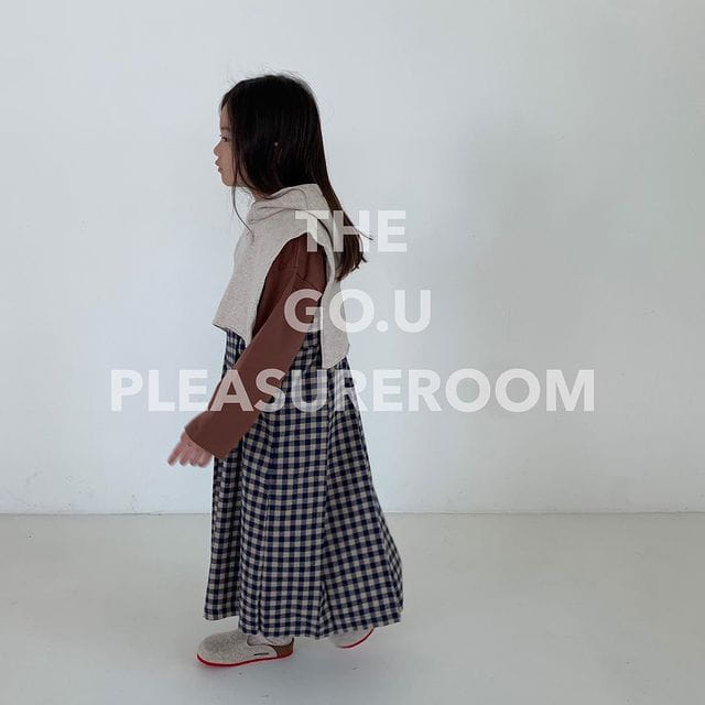 GO;U - Korean Children Fashion - #Kfashion4kids - Square Wrinkle One-piece